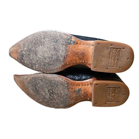 Los Altos Black Ostrich Leather Boots Mens Size 8 EE width Rodeo Western Cowboy - Picture 13 of 15